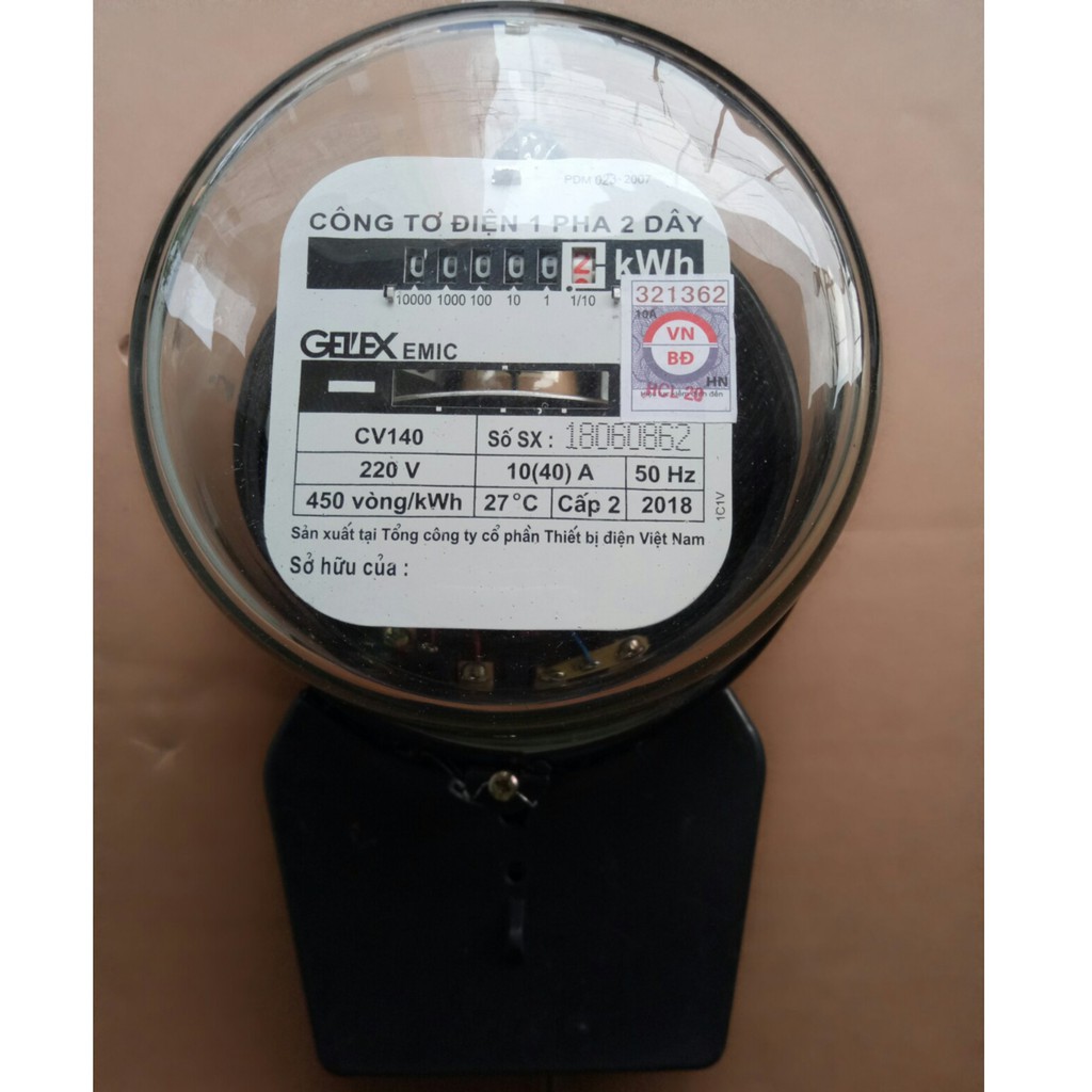 Công tơ điện 1 pha 2 dây Có kiểm định-10-40A ( Đồng hồ điện gia đình, phòng trọ )