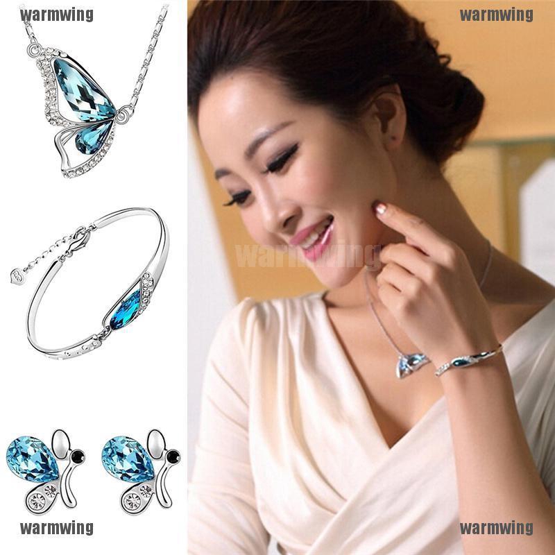 (MớI) Vòng cổ + Bông Tai + VòNg Tay HìNh BướM ĐíNh Đá Xinh XắN