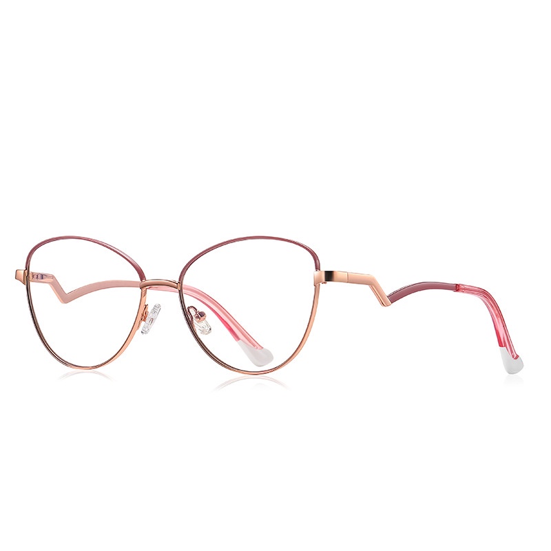 Mắt Kính Gọng Kim Loại Cong Tròng Chống Ánh Sáng Xanh Thời Trang Phương Tây