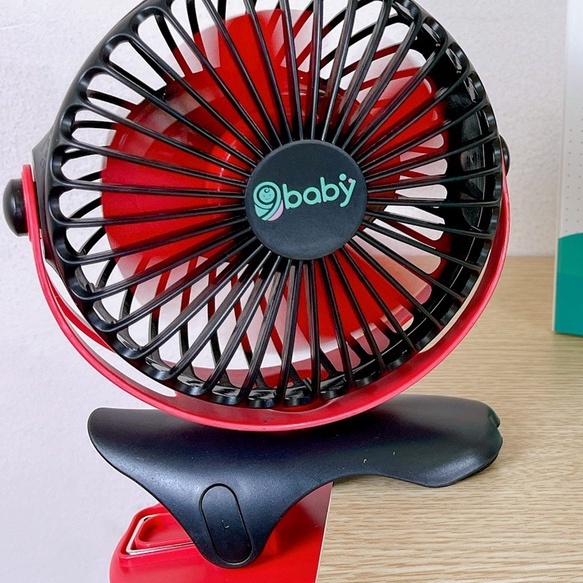 FREE SHIP !!! Quạt tích điện chạy 32 giờ, quạt mini kẹp xe đẩy, để bàn, du lịch ĐỎ ĐEN