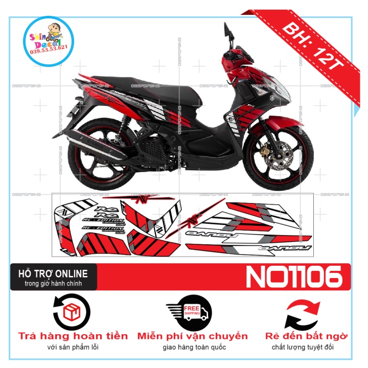 TEM XE NOUVO 5 CHẾ ĐỎ ĐEN -- SHIN DECAL 2