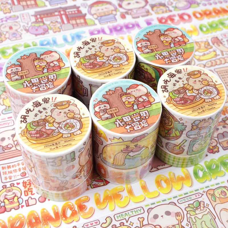 Hàng Mới Về Mới Bộ Băng Keo Giấy Dán Hoạt Hình Tiker stiker Nhỏ Dễ Thương Quấn Khoai Tây Nghiền Toàn Diện Tay - Gói Bằng Tay - Vật Liệu Giấy Thủ Công Hình Gấu Cô Gái Thử Nghiệm Ăn