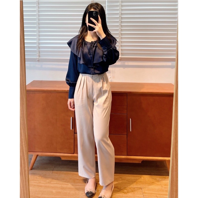 Dasha Trousers / Quần ống suông cạp cao