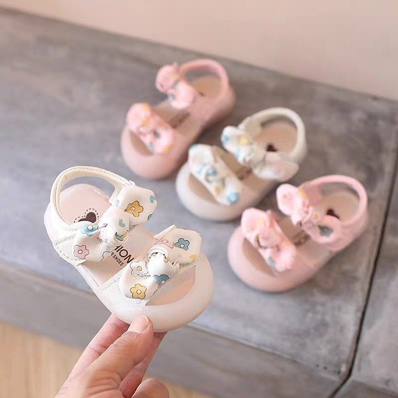 Sandal tập đi có gắn nơ chống vấp cho bé gái, dép tập đi mã 865818