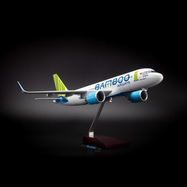 Mô hình máy bay Bamboo Airways Airbus A320 47cm lắp ráp có đèn led Everfly