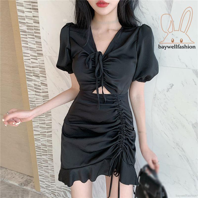 Đầm Tay Phồng Phối Dây Rút Thời Trang Mùa Hè Quyến Rũ Cho Nữ | BigBuy360 - bigbuy360.vn