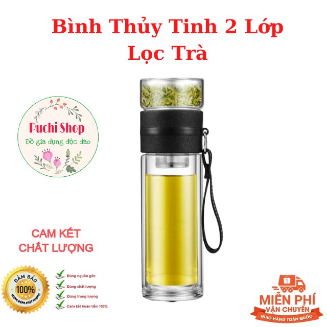 [FLASH SALE] Bình Thủy Tinh 2 Lớp 500ml Kèm Lưới Lọc Trà Inox 304