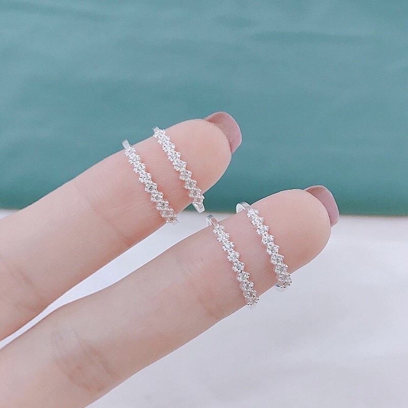 Nhẫn nữ bạc ta đính đá hình thoi tinh tế nhẹ nhàng, bạc BiBi