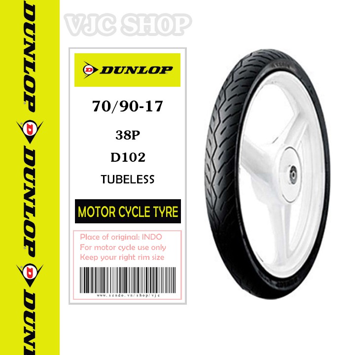 Lốp (vỏ) xe Exciter 150 trước 70/90-17 TL + sau 120/70-17 TL Dunlop D102 chính hãng