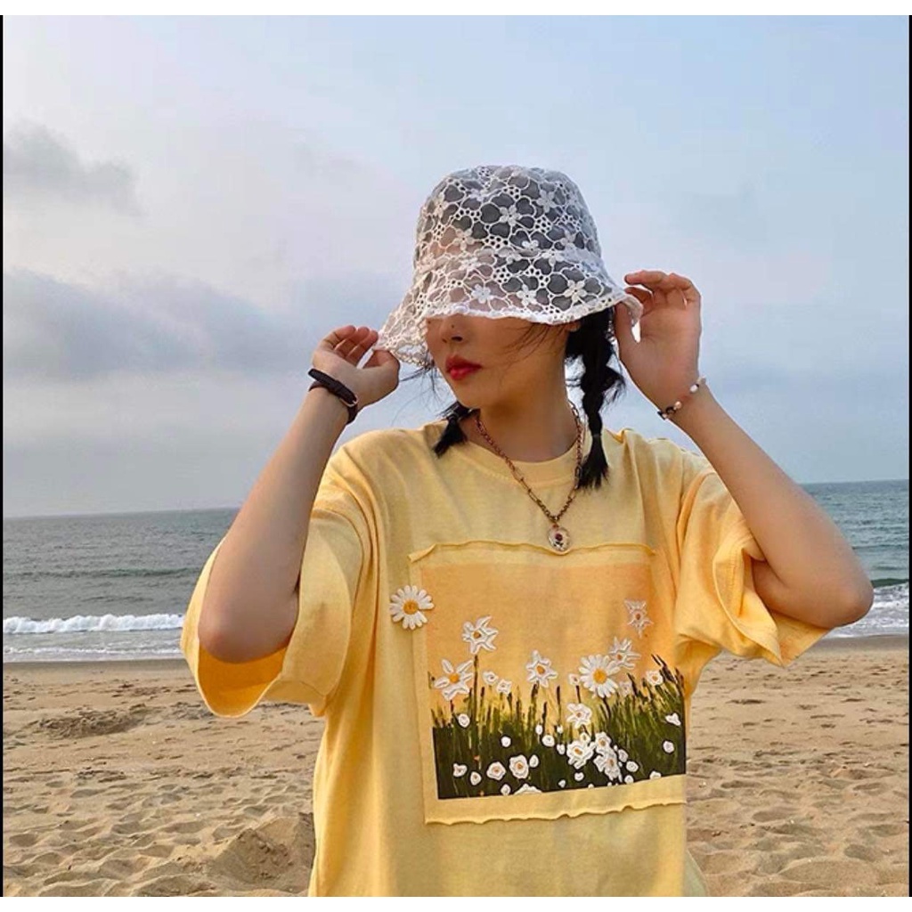 Áo Thun vàng May Hoa [FREESHIP]  Phông ngắn tay lỡ form rộng bánh bèo pastel đẹp cá tính Ulzzang