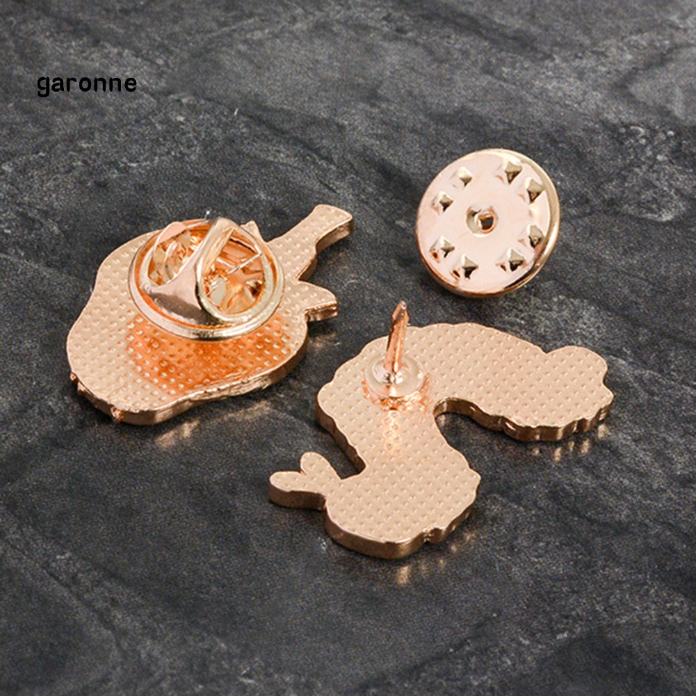 GA_Cartoon Strawberry Worm Enamel Badge Collar Lapel Brooch Pin Clothes Jewelry