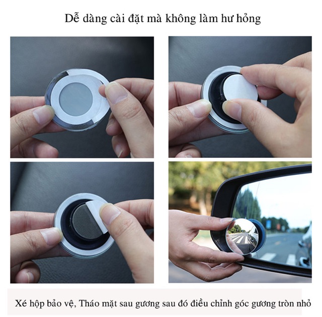 Gương cầu lồi gắn kính hậu ô tô xoay 360 xóa điểm mù
