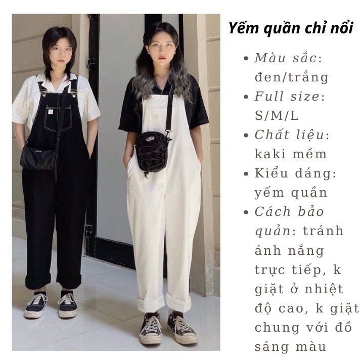 Yếm quần nữ ống rộng chất kaki đường chỉ nổi độc đáo phong cách ulzzang YuMi official Store Mã 04