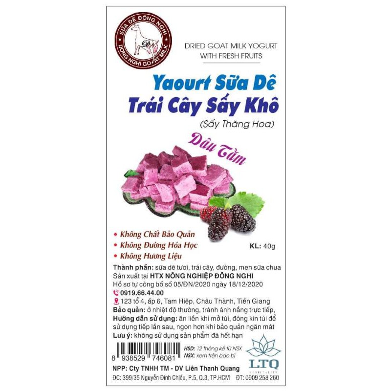 Yaourt sữa dê vị trái cây sấy khô 40g