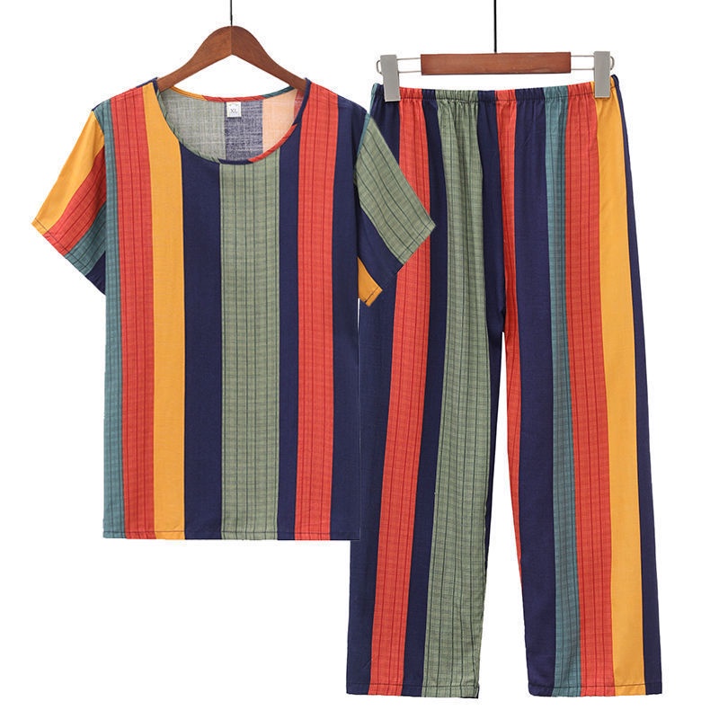 Bộ Đồ Ngủ Tay Ngắn Dáng Rộng Bằng Lụa Cotton Lụa 5XL Thời Trang Mùa Hè Cho Nữ