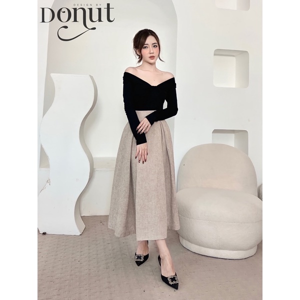 Set áo umi dài tay chân váy dạ