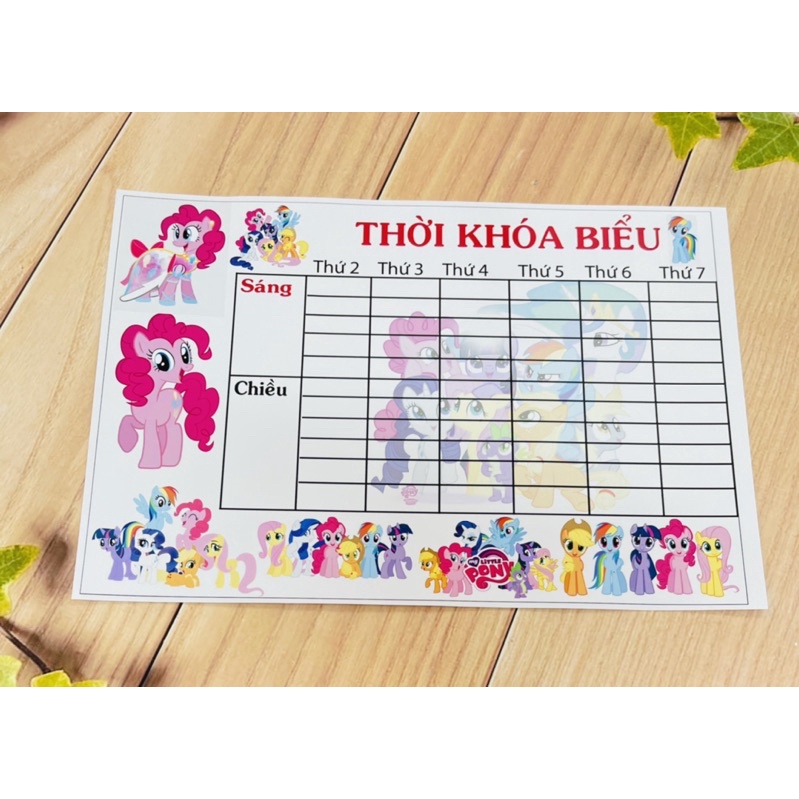 thời khoá biểu 5 tấm khác nhau cute ngộ nghĩnh / thời khoá biểu pony bơ vô diện 3 anh em nhà gấu mèo pusheen
