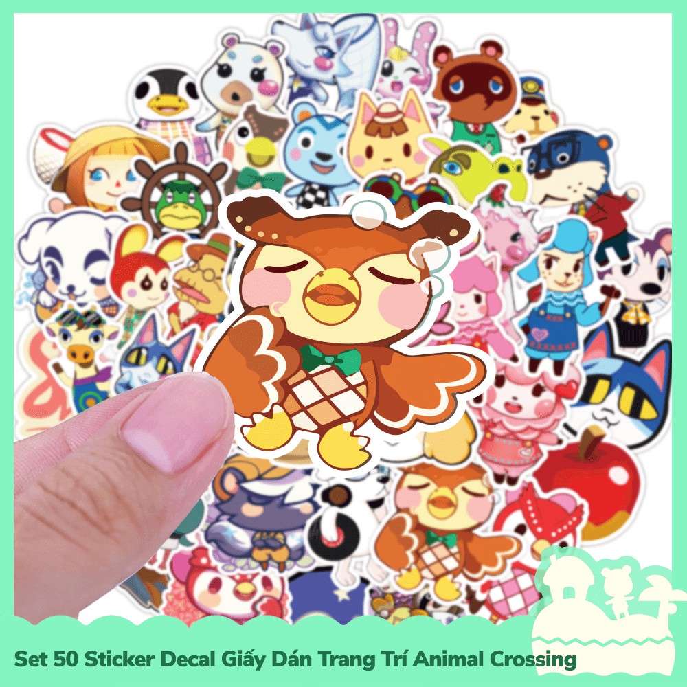 [Sẵn VN - NowShip] Set 50 Sticker Decal Dán Trang Trí Mẫu Game Nintendo Animal Crossing Horizons