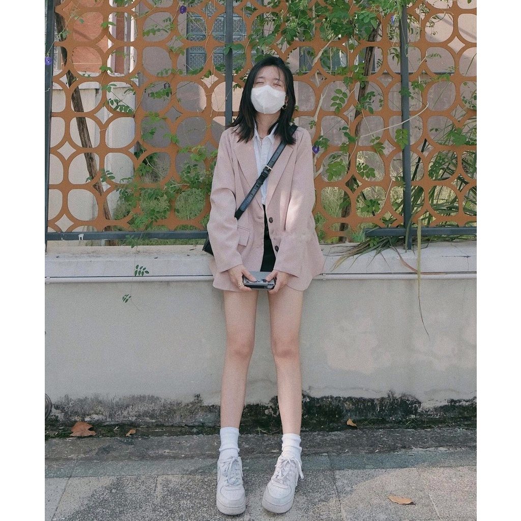 Áo khoác blazer 2 lớp màu nâu choco - Áo vest trơn 2 lớp túi nắp dáng rộng