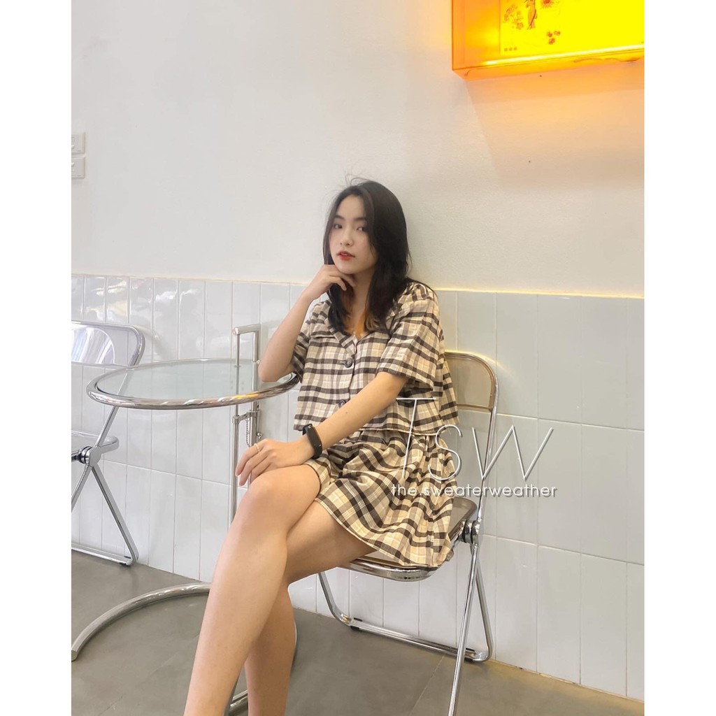 Set bộ vest kẻ croptop [ 3 kiểu ]