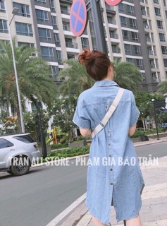 Đầm jean thắt eo