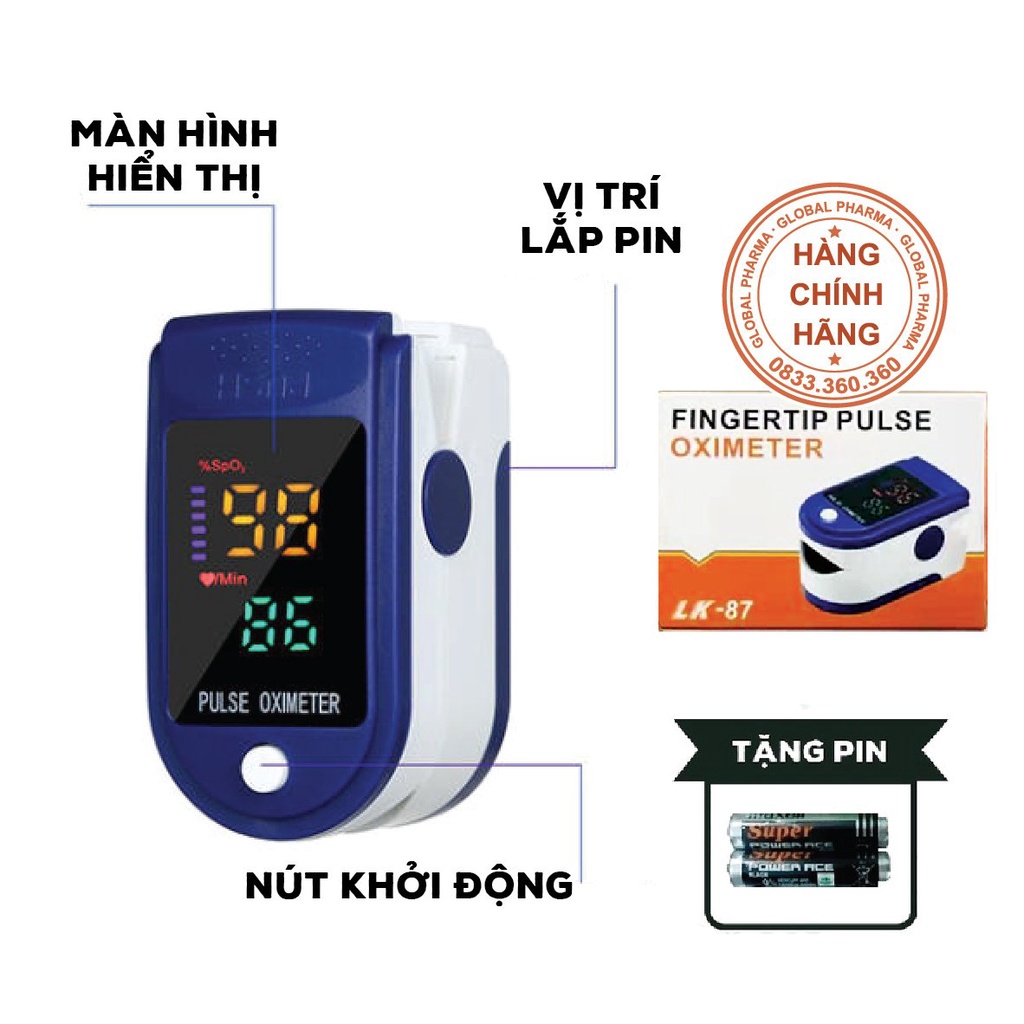 [NHANH-CHÍNH XÁC] Máy đo nồng độ Oxy trong máu Pulse Oximeter LK88/ Tanaka X1805 (TẶNG KÈM PIN)