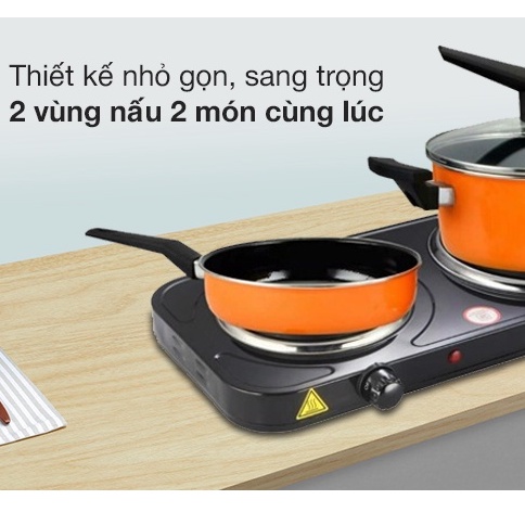 Bếp điện đôi Perfect không kén nồi, Bếp điện mini chất liệu gang tự tắt khi nước tràn - HAPOS