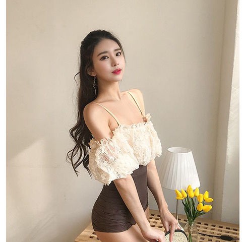 Đồ Bơi Một Mảnh bikini đi biển 1 mảnh liền che bụng Phối Ren Gợi Cảm Cho Nữ | BigBuy360 - bigbuy360.vn