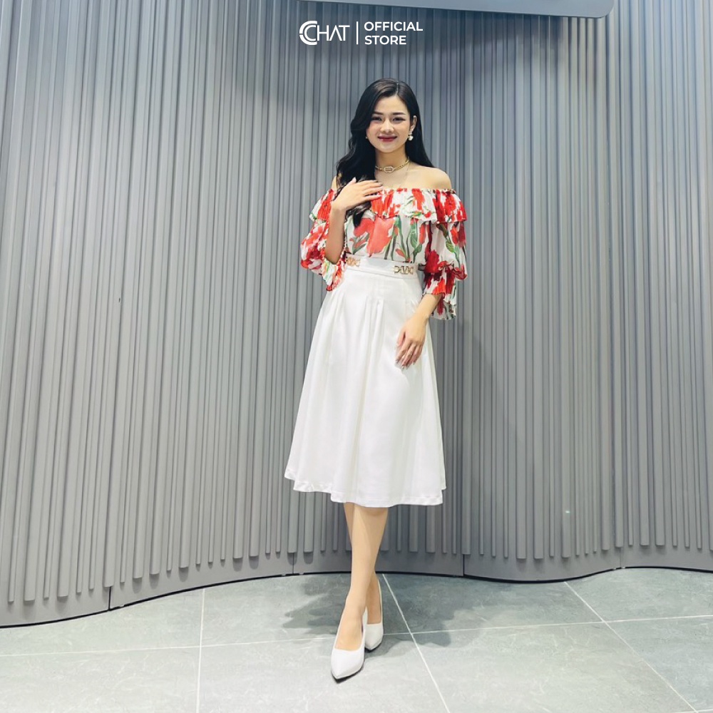 Áo trễ vai bèo dập ly CCHAT