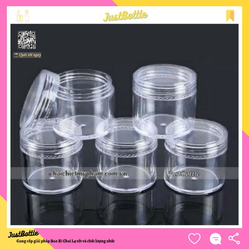 Hũ nhựa tròn chiết mỹ phẩm có nắp trong suốt hủ nhỏ cứng mini bằng mica arcylic giá sỉ rẻ 10g 20g 30g 50g