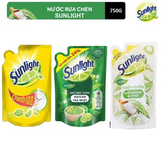 Nước rửa chén Sunlight Túi 750g Matcha trà nhật / Lô hội/Chanh
