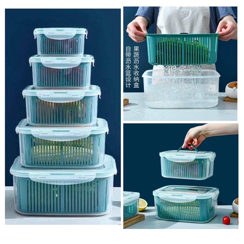 HỘP ĐỰNG ĐỒ BẢO QUẢN TỦ LẠNH(5 in 1) Bộ Set 5 Rổ Hộp Đựng Đồ Tủ Lạnh Đa Năng Thông Minh Cao Cấp