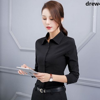 ÁO SƠ MI NỮ CÔNG SỞ XUẤT KHẨU MÀU ĐEN DÀI TAY DÁNG SUÔNG