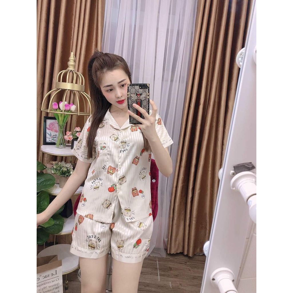 Bộ lụa satin đùi mặc nhà cao cấp CARY