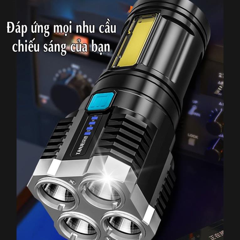 Đèn pin siêu sáng, đèn PIN cầm tay chống nước 4 chế độ sáng