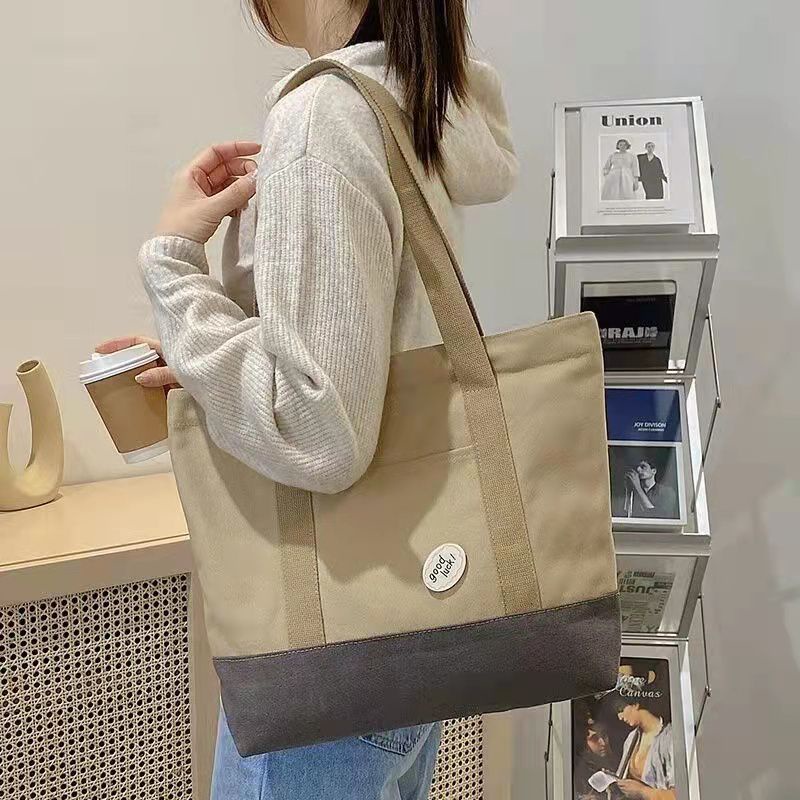 Túi tote canvas cỡ lớn xách 2 quai thời trang