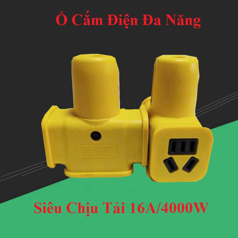 Ổ Cắm Điện Cao Su (Có đèn báo nguồn, 14 lỗ), Siêu Bền, Chống Va Đâp - Ổ Cắm Điện Đa Năng Chịu Tải Lớn 4000W/16A