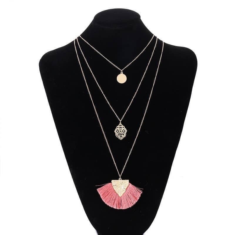 dây chuyền dáng dài tua rua phong cách vintage , vòng cổ dây dài màu sắc