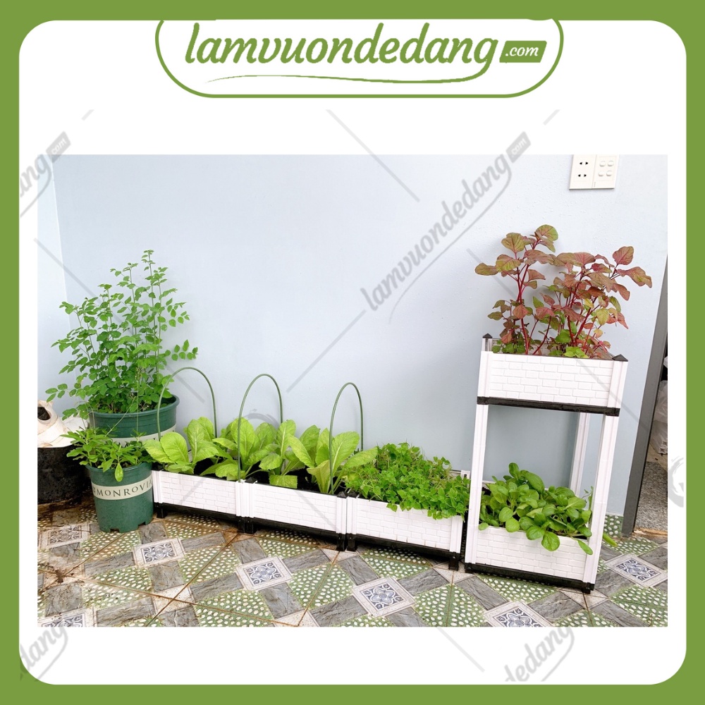 Chậu ghép lắp ráp hàng Việt Nam, chậu nhựa lắp ráp dùng làm chậu trồng rau, hoa hồng, hoa leo - D120 x R40 x C22