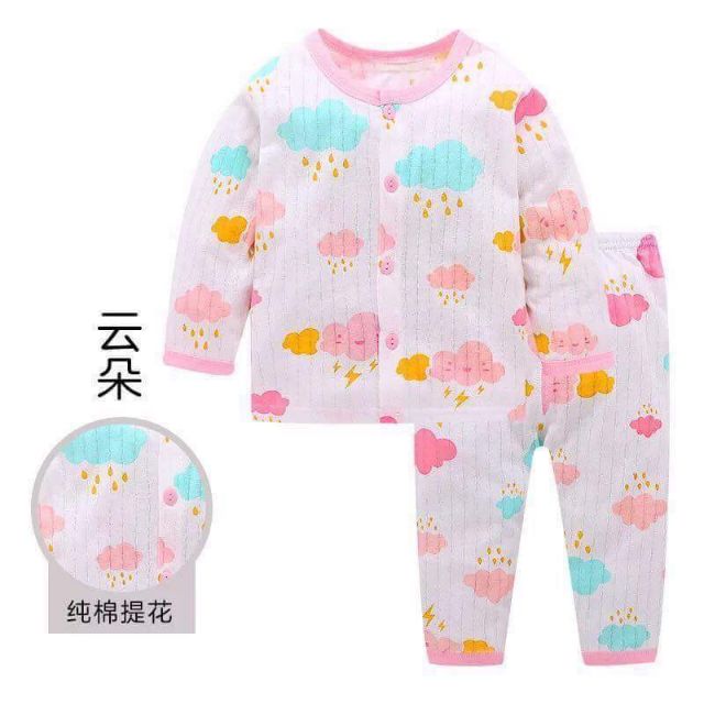 Bộ dài tay bé trai bé gái cotton giấy Quảng Châu