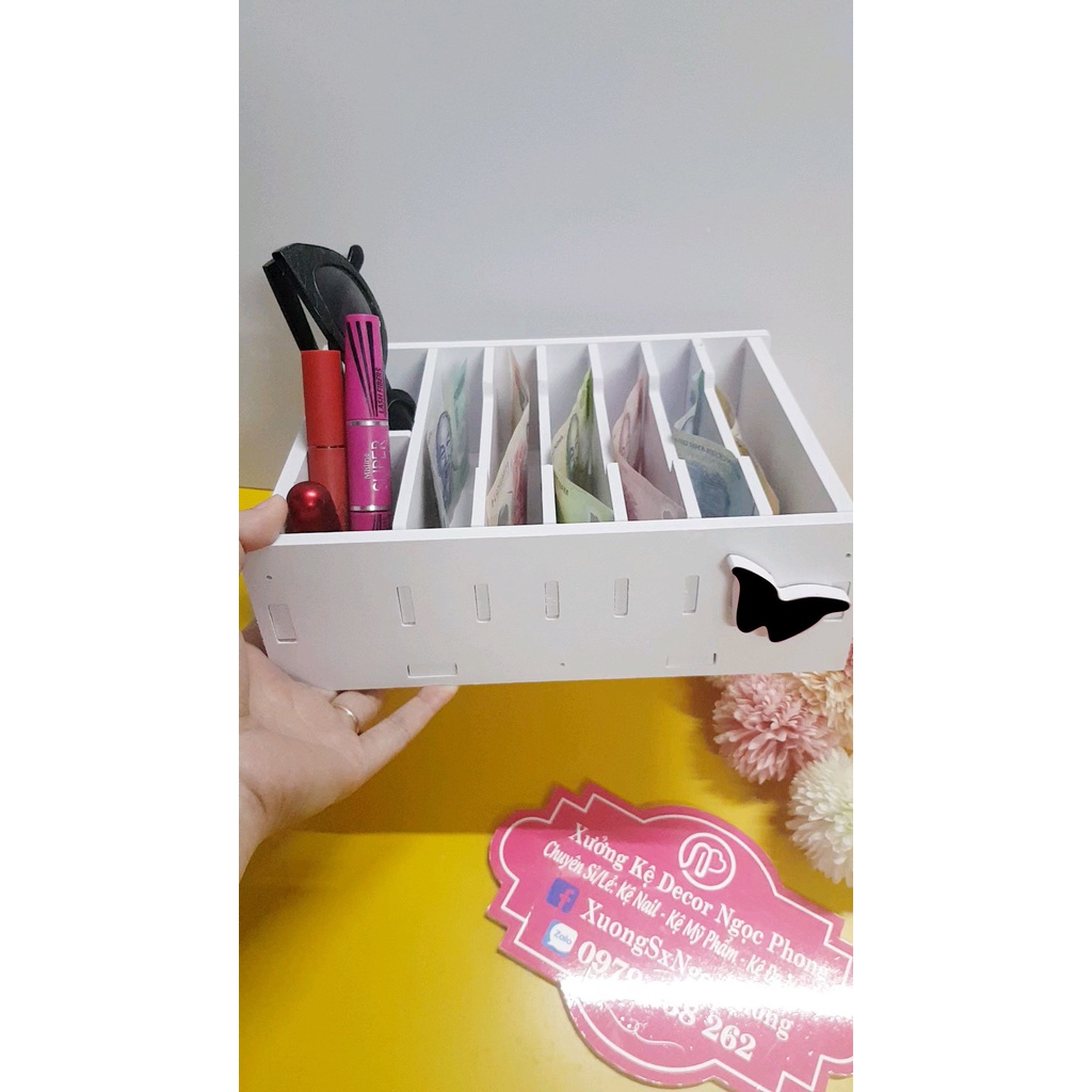 Hộp chia ngăn đựng tiền quầy thu ngân núm hình bướm xinh xắn