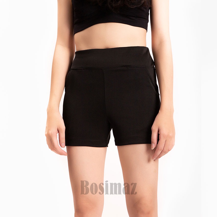 Quần Legging Nữ Bigsize Bosimaz BS331 đùi túi trước màu đen cao cấp, thun co giãn 4 chiều, vải đẹp dày, thoáng mát.