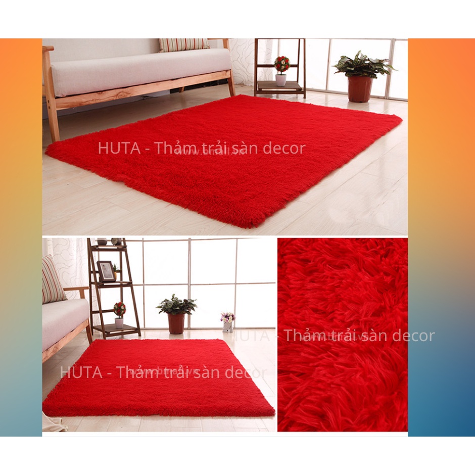 Thảm Lông Trải Sàn Trang Trí Lông Dày, Viền Bo Chắc Chắn Hót Nhất 2022 (Kích Thước 1m6x2m - Có Lớp Cao Su Chống Trượt)