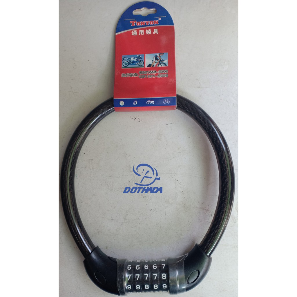 Khóa dây xe đạp xe máy 5 số Tonyon 4512 - Made in Taiwan