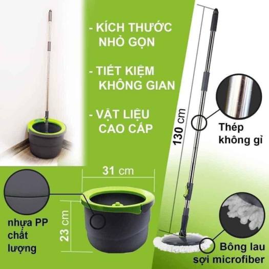 SALE  Bộ Cây Lau Nhà Xoay Tay 2 Bông Lau LocknLock Corner ETM498  (Siêu HOT)