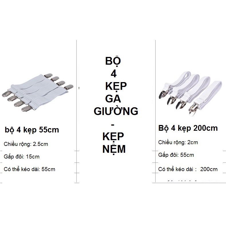 [Có sẵn] Bộ 4 kẹp ga giường, drap, nệm ghế chắc chắn chống xê dịch cố định