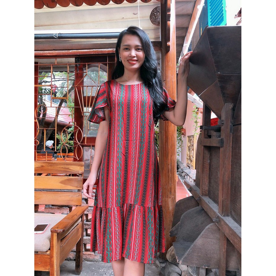 Đầm suông bèo nhún S&amp;M siêu xinh, họa tiết đẹp, vải mát, có bigsize, giá rẻ GR0070
