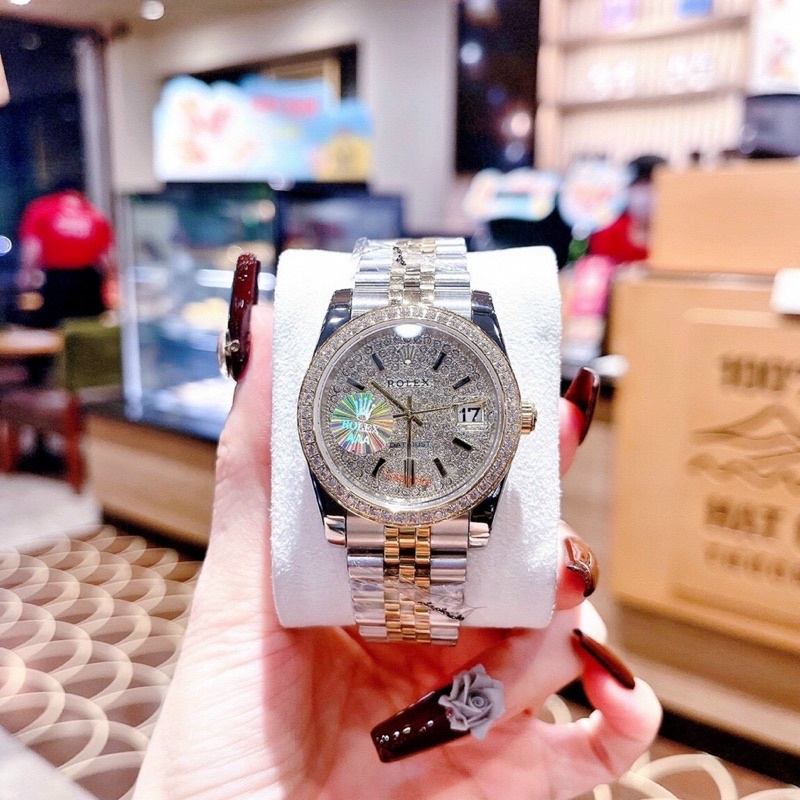 Siêu phẩm đồng hồ thời trang cặp nam nữ rolex full đá cực đẹp LUTOS WATCH