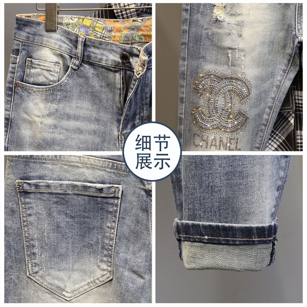 Quần Jean Dáng Ôm Kiểu Rách Cá Tính Trẻ Trung Cho Nam