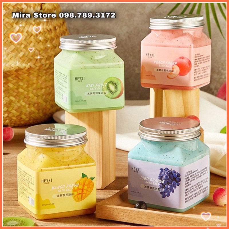 HŨ MUỐI TẮM TẨY DA CHẾT Heyxi Trái Cây Hoa Quả